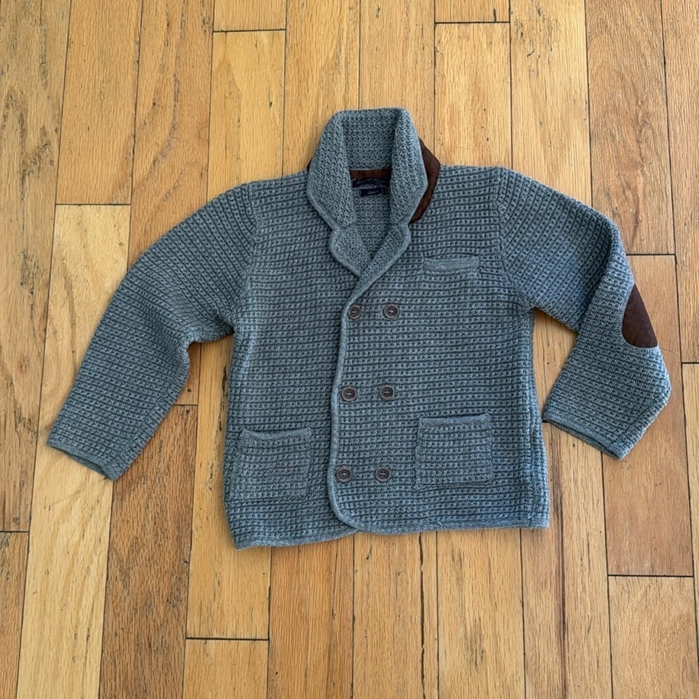 Mayoral | Gray Knit Cardigan Sweater w/ Lapel Collar | Boy’s Size 24M